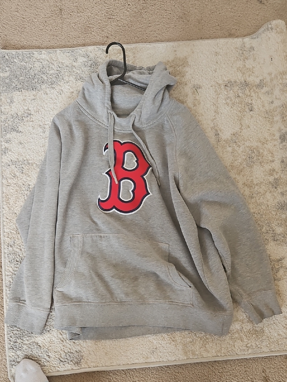 Gray Hoodie with Red 'B' Boston Logo